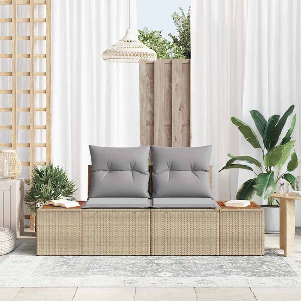 vidaXL Divano da giardino Beige 184 x 62 x 85cm polyrattan
