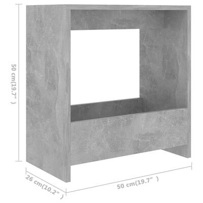 vidaXL Tavolino Grigio Cemento 50x26x50 cm in Legno Multistrato