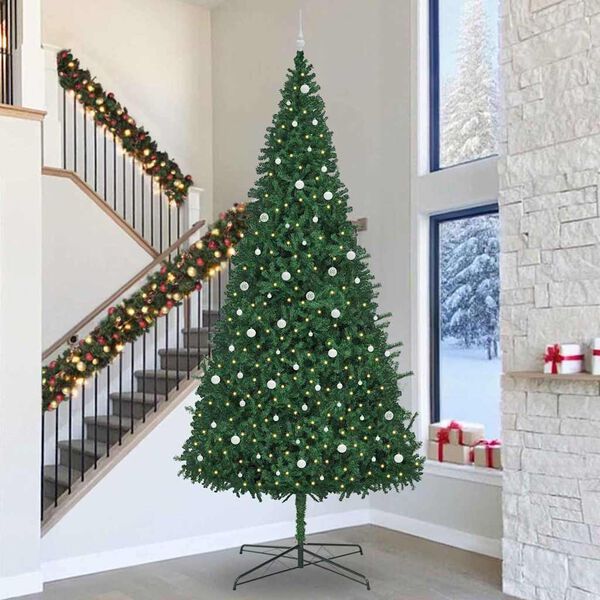 vidaXL Albero di Natale con luci a corde decorative Verde 400 cm PVC