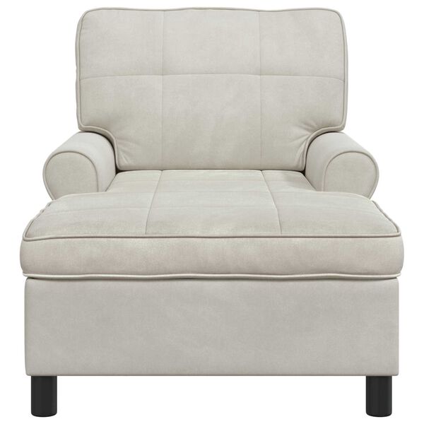 vidaXL Chaise Lounge con cuscino Crema 91 x 157 x 91 cm Velluto