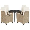 vidaXL Set da Pranzo da Giardino 5 pz con Cuscini Beige in Polyrattan