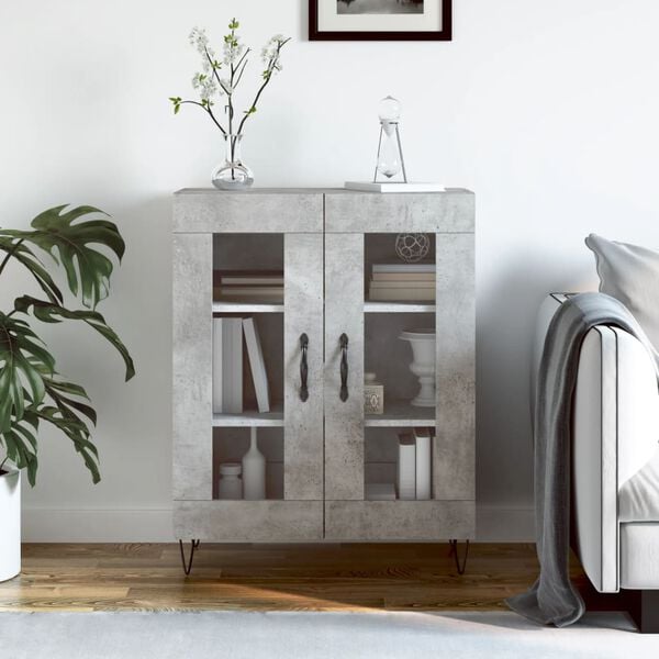 vidaXL Credenza Grigio Cemento 69,5x34x90 cm in Legno Multistrato