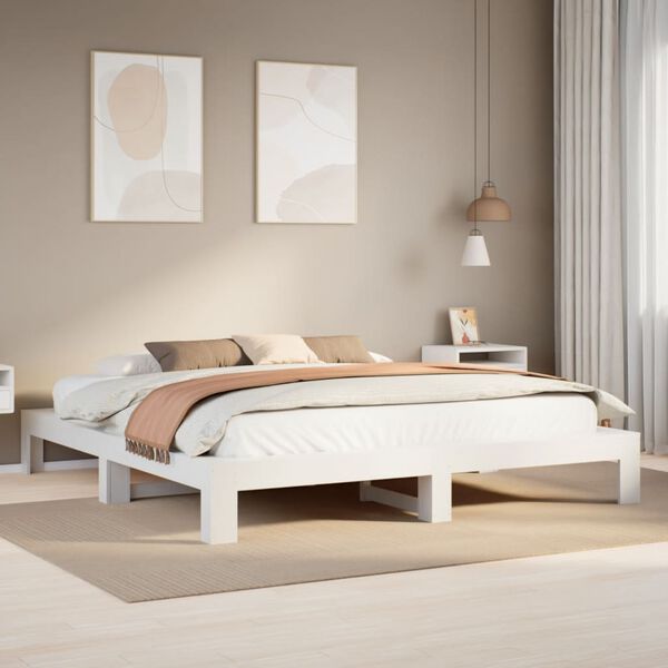 vidaXL Letto senza Materasso Bianco 180x200 cm Legno Massello di Pino