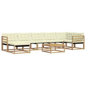 vidaXL Set di divani da esterno 8 pz Bianco e Crema
