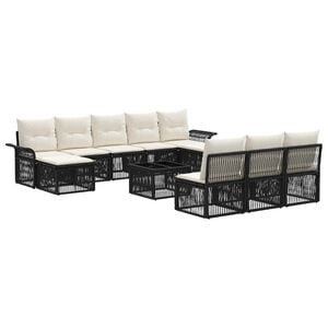 vidaXL Set Divano da Giardino 11 pcs Nero polyrattan
