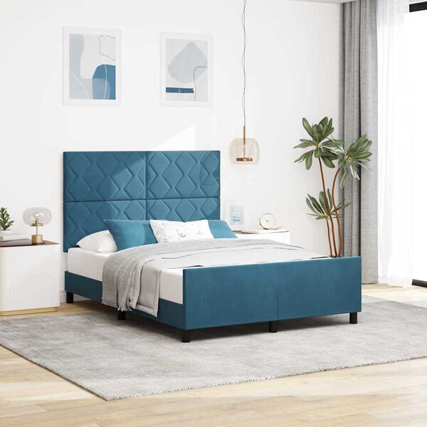 vidaXL Letto a molle con testiera Blu Scuro 160 x 200 cm Velluto