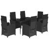 vidaXL Set da Pranzo da Giardino 7 pz Nero con Cuscini in Polyrattan