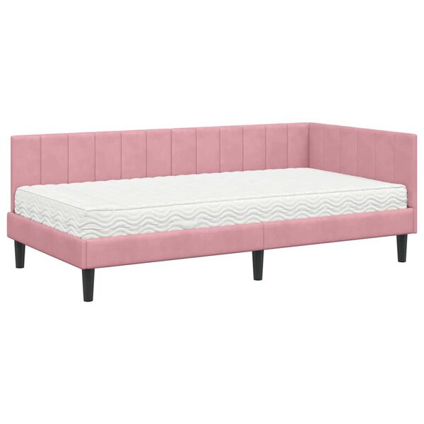 vidaXL Cornice del letto ad angolo Rosa 90 x 200 cm Velluto