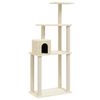 vidaXL Albero per Gatti con Tiragraffi in Sisal Crema 147 cm