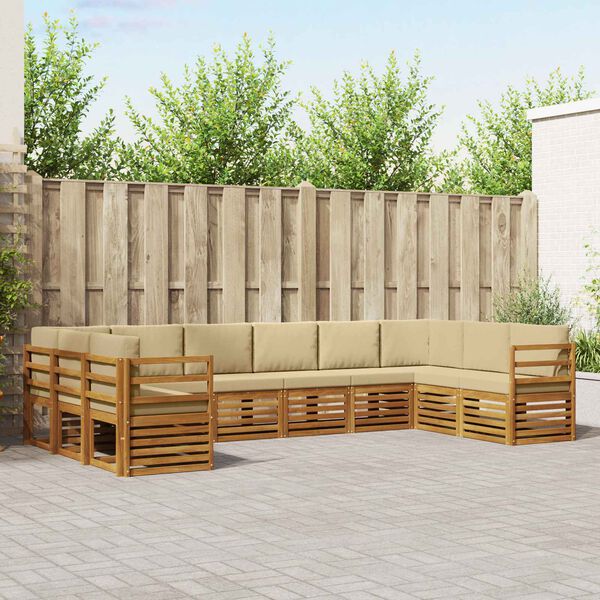 vidaXL Set divano sezionale con cuscino 10 pcs Naturale e Beige