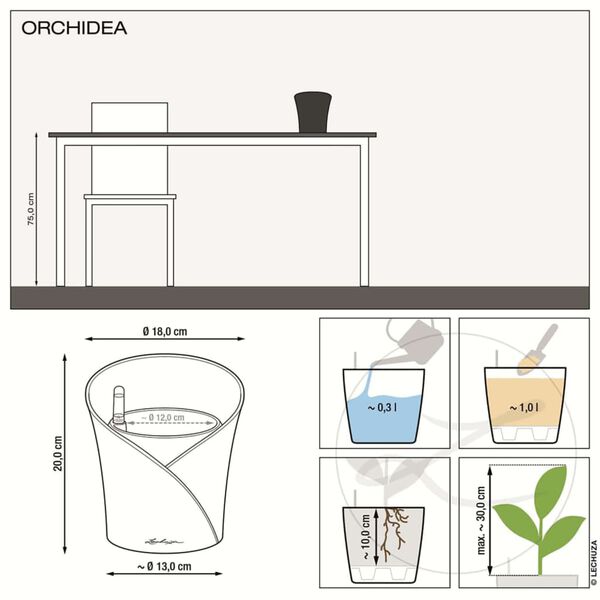 LECHUZA Fioriera ORCHIDEA ALL-IN-ONE Diametro 18 cm Tortora