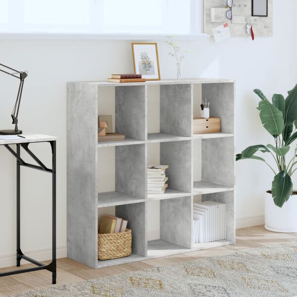 vidaXL Libreria Grigio Cemento 102x32x102 cm in Legno Multistrato