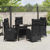 vidaXL Set da Pranzo per Giardino con cuscino 5 pcs Nero polyrattan