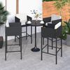 vidaXL Sgabelli da Bar 4 pz con Cuscini Nero in Polyrattan