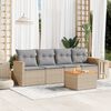 vidaXL Set Divano da Giardino 5 pz con Cuscini Beige Misto Polyrattan