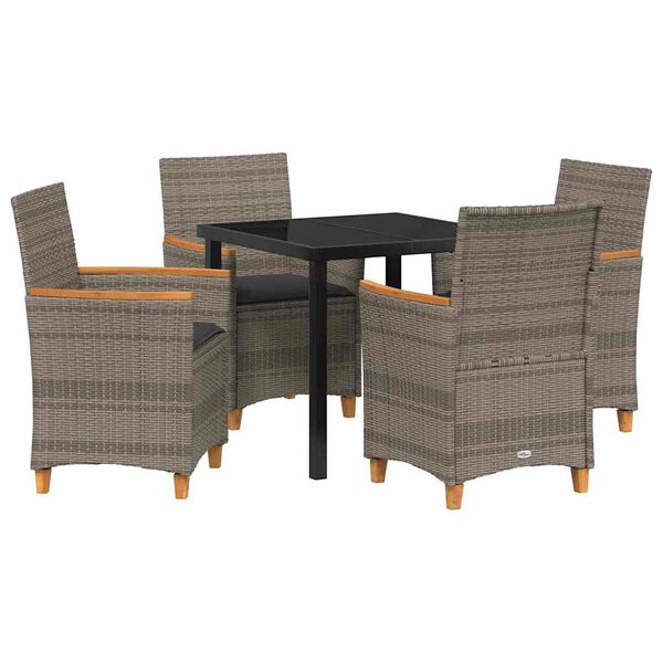 vidaXL Set da Pranzo per Giardino 5 pcs Grigio polyrattan