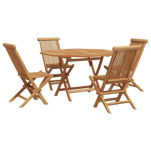 vidaXL Set da Pranzo per Giardino 5 pcs Marrone Legno massello di teak