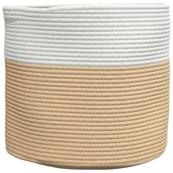 vidaXL Cestino Portaoggetti Beige e Bianco &Oslash;40x35 cm in Cotone