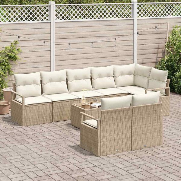 vidaXL Set di divani 9 pcs Beige polyrattan