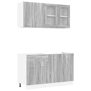 vidaXL Unit&agrave; Cucina Lyon 4 pcs Sonoma grigio Legno ingegnerizzato