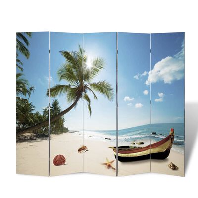 vidaXL Paravento Pieghevole 200x170 cm con Stampa Spiaggia