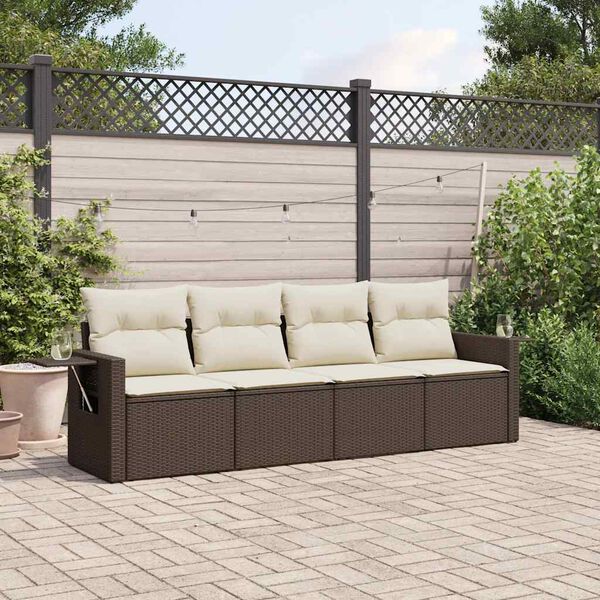 vidaXL Set Divano da Giardino 4 pz con Cuscini Marrone in Polyrattan