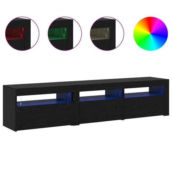 vidaXL Mobile TV 2 pcs Rovere Nero 180 x 35 x 40 cm Legno multistrato