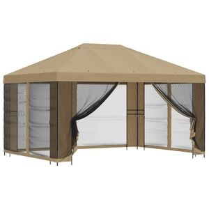 vidaXL Gazebo da giardino con pareti laterali 4 &times; 3 m Beige