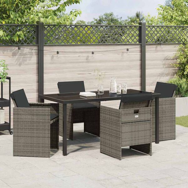 vidaXL Set da Pranzo per Giardino 5 pcs Grigio polyrattan