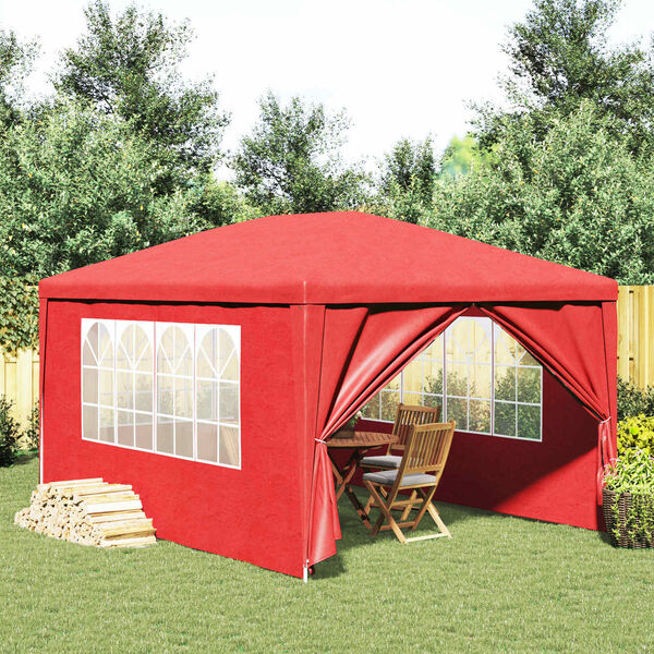 vidaXL Tenda da festa con pareti Rosso 400 x 300 x 255 cm