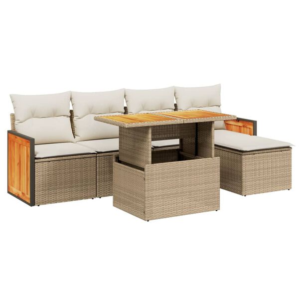 vidaXL Set Divano da Giardino 6 pz con Cuscini Beige in Polyrattan