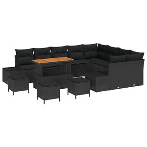 vidaXL Set Divano da Giardino 13 pz 12-Numero di posti Nero