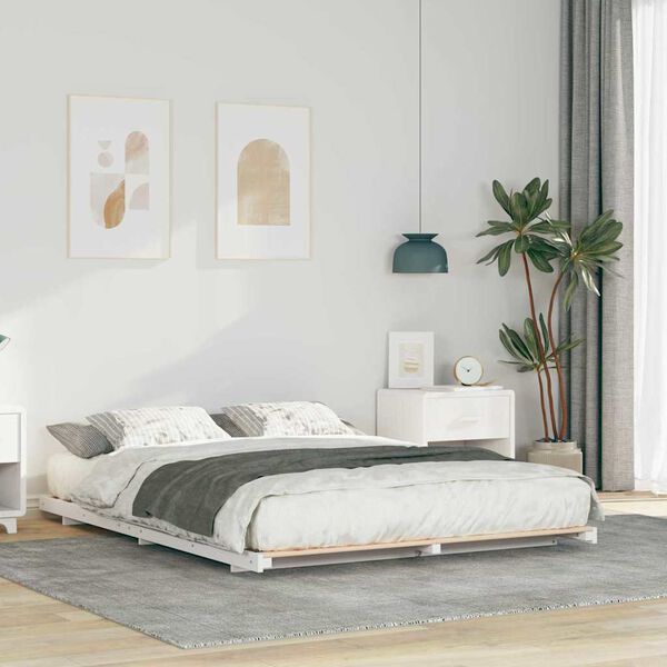 vidaXL Struttura letto a terra Bianco 140 x 210 cm