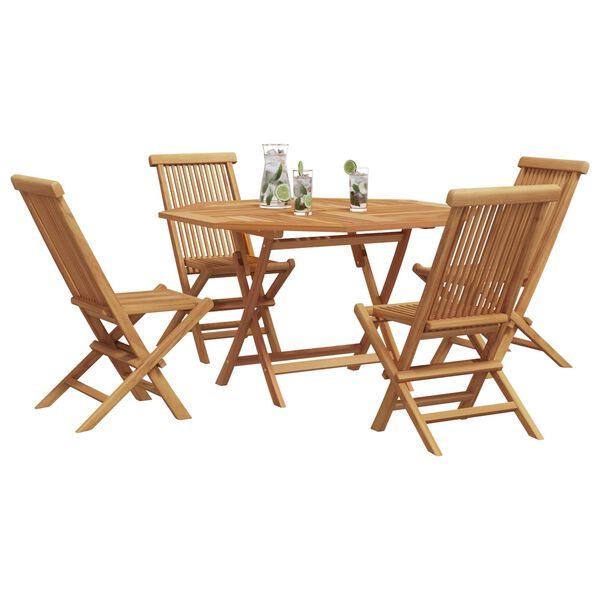 vidaXL Set da Pranzo per Giardino 5 pcs Marrone Legno di teak solido