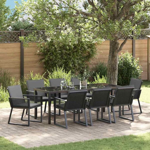 vidaXL Set da Pranzo per Giardino 9 pcs Nero