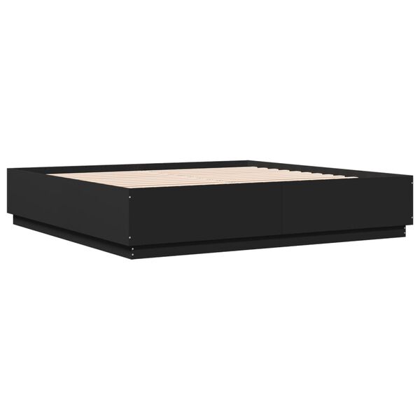 vidaXL Giroletto con Luci LED Nero 200x200 cm in Legno Multistrato