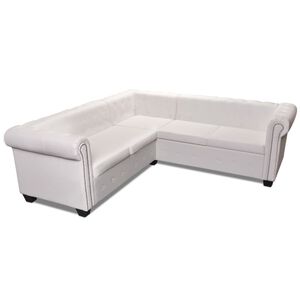 vidaXL Divano Angolare Chesterfield a 5 Posti Pelle Artificiale Bianca