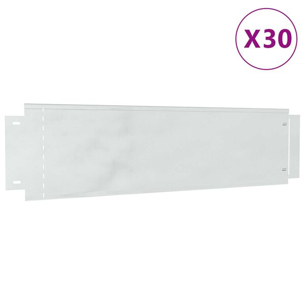 vidaXL Bordure per prato 30 pcs Argento 100 x 25 cm Acciaio zincato