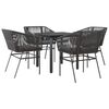 vidaXL Set da Pranzo da Giardino con Cuscini 5 pz Polyrattan Vetro