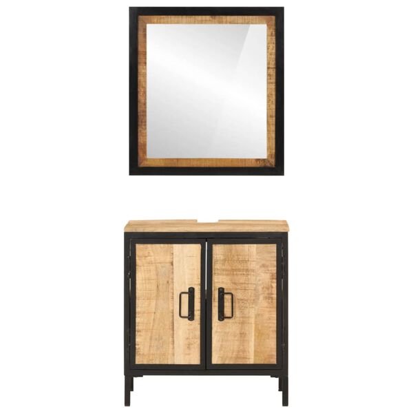 vidaXL Set Mobili da Bagno 2pz in Ferro e Legno Massello di Mango