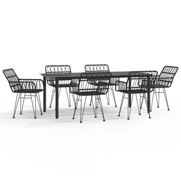 vidaXL Set da Pranzo da Giardino 7 pz Nero in Polyrattan