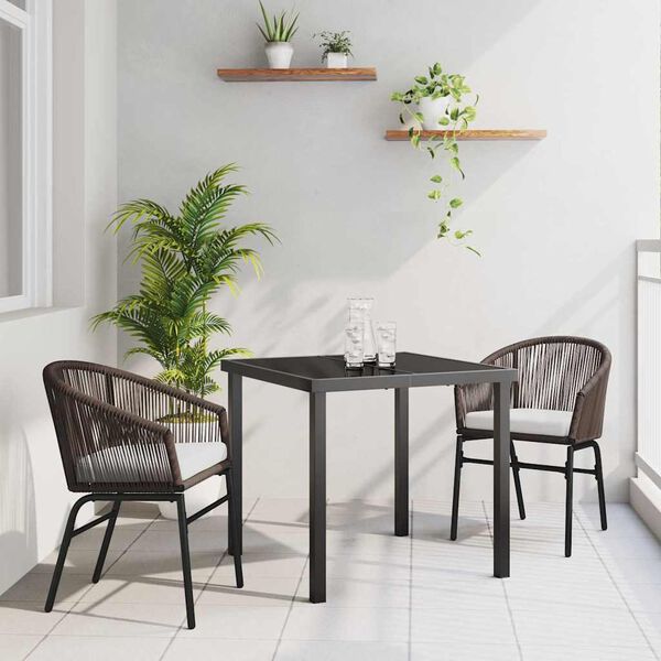 vidaXL Set da Pranzo per Giardino 3 pcs Marrone