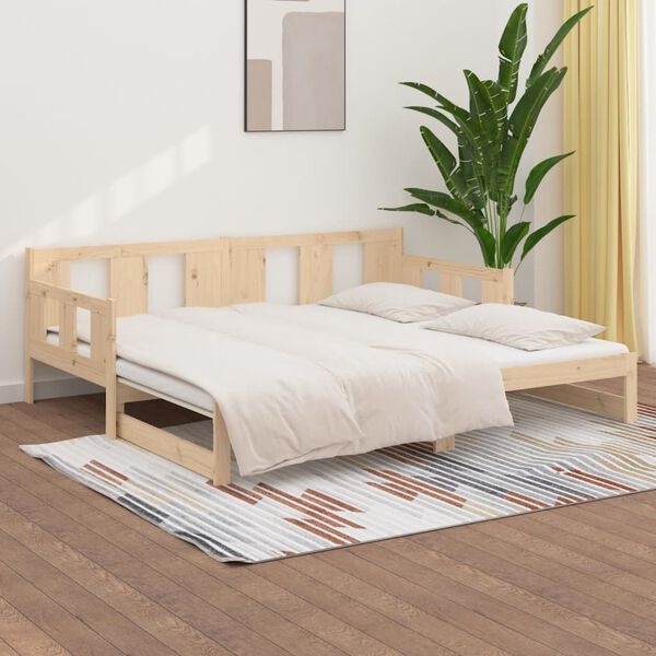 vidaXL Dormeuse Estraibile in Legno Massello di Pino 2x(90x190) cm