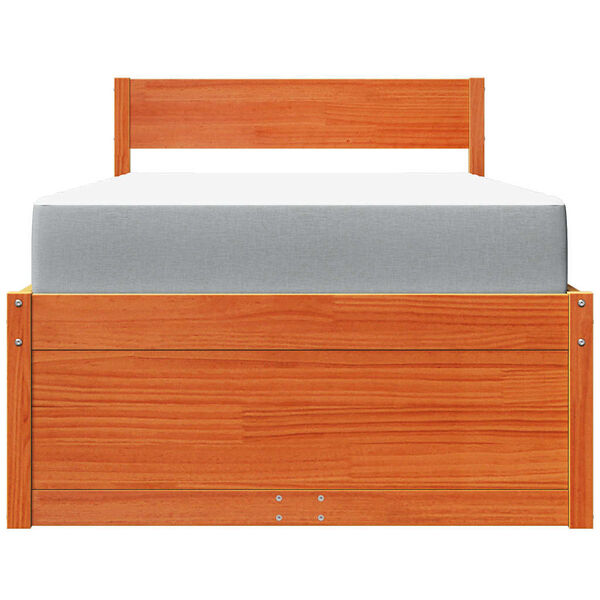 vidaXL Letto Cassetti e Materasso Marrone Cera 90x200cm Massello Pino