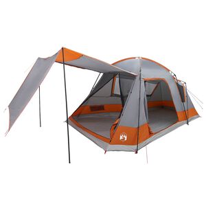 vidaXL Tenda Capanna Grigio e arancione 8 persone Poliestere e Acciaio