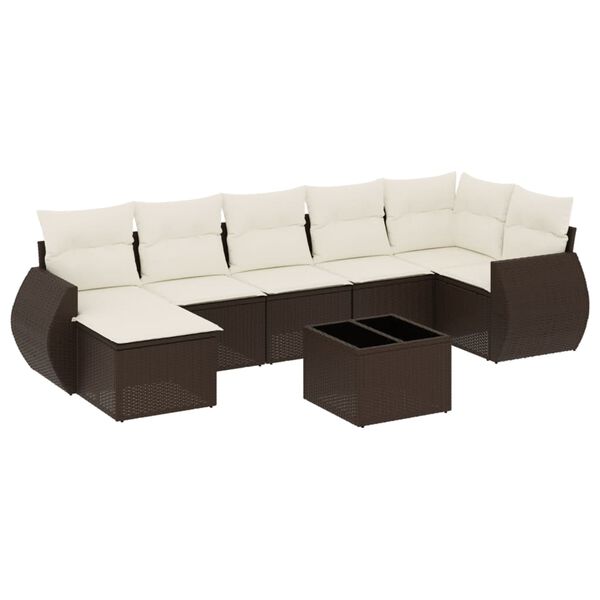 vidaXL Set Divani da Giardino 8 pz con Cuscini Marrone in Polyrattan