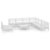 vidaXL Set Salotto da Giardino 10 pz in Legno Massello di Pino Bianco