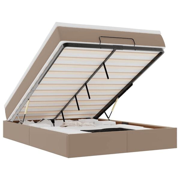 vidaXL Struttura Letto Pouf con Materasso 140x190 cm Similpelle