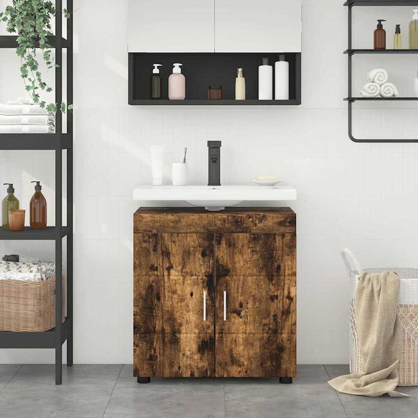 vidaXL Set di Armadi da Bagno TULUM Rovere fum&eacute; 60 x 34 x 63 cm
