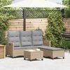 vidaXL Set Divano da Giardino 3 pz con Cuscini a L Beige in Polyrattan